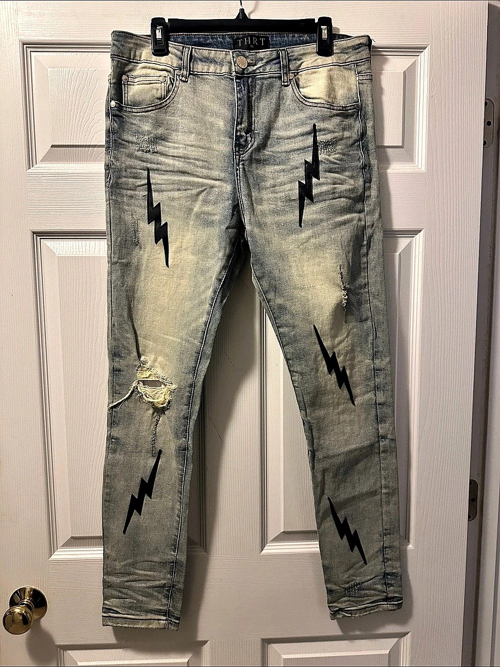 Men's THRT Lightning Denim Skinny Jeans - Size 36